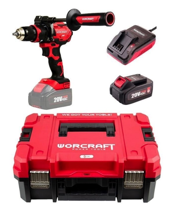 Slagskrutrekker / bor Worcraft CHDS20LIBHX; 20 V; 1x4,0 Ah batt.