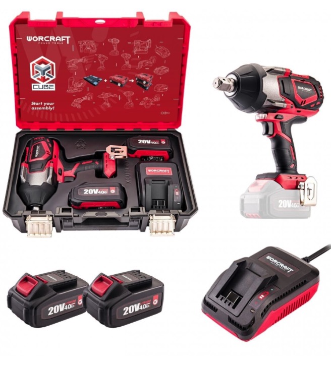 Slagmuttertrekker Worcraft CIWS20LIB1800X; 20 V; 2x4,0 Ah batt.