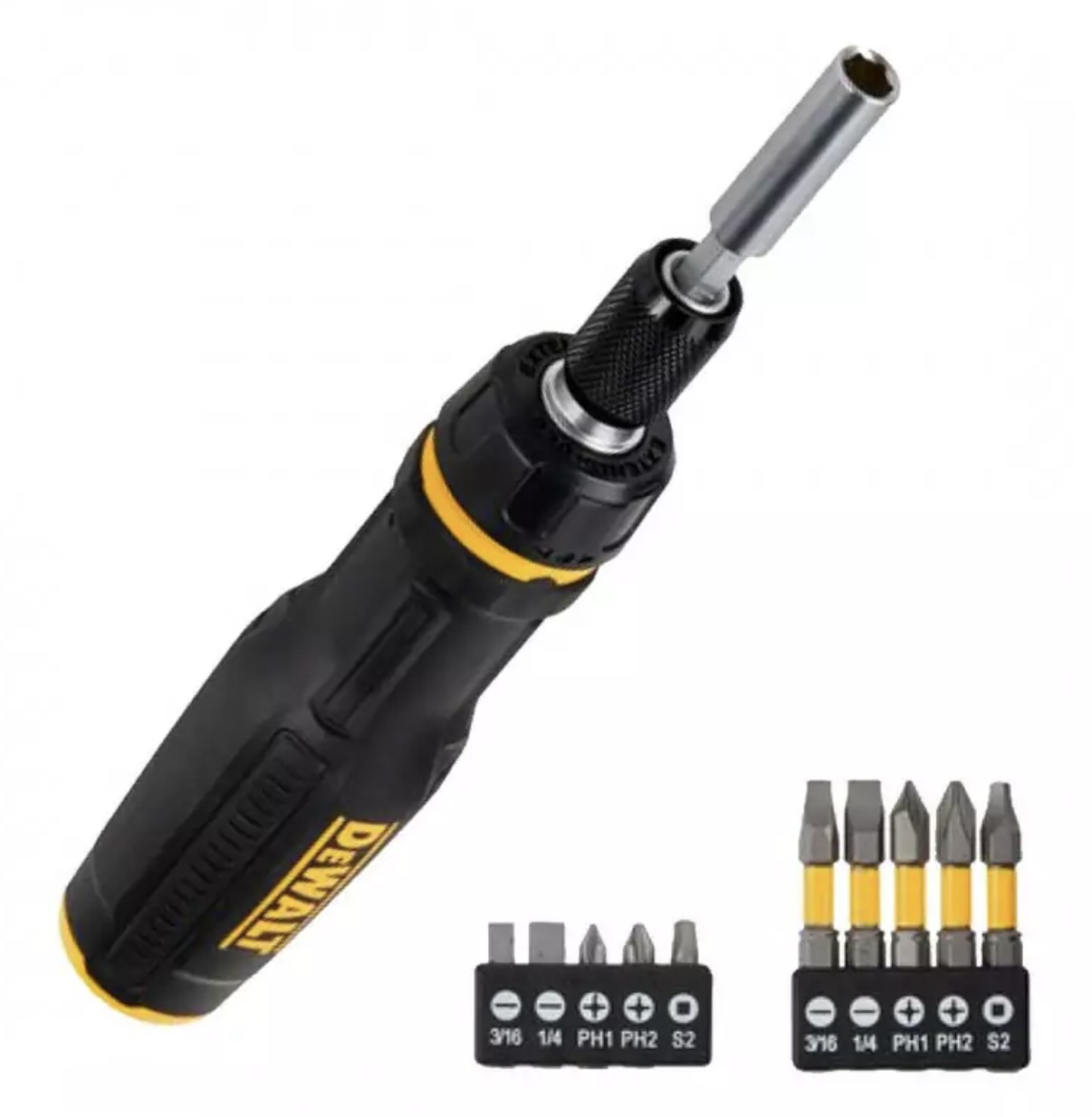 Skrutrekkerhåndtak DeWalt DWHT68001-0 + skrutrekker bits