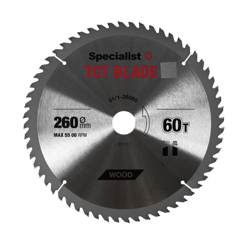 Sagblad for tre Specialist+ Wood; 260x30 mm; Z60