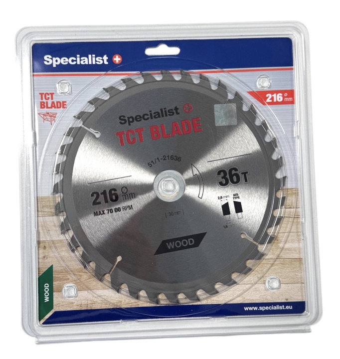 Sagblad for tre Specialist+ Wood; 216x30/20 mm; Z36