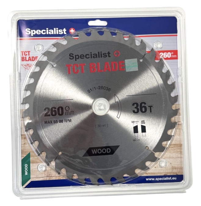 Sagblad for tre Specialist+ Wood; 260x30 mm; Z36