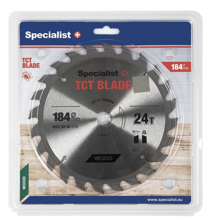 Sagblad for tre Specialist+ Wood; 184x16 mm; Z24