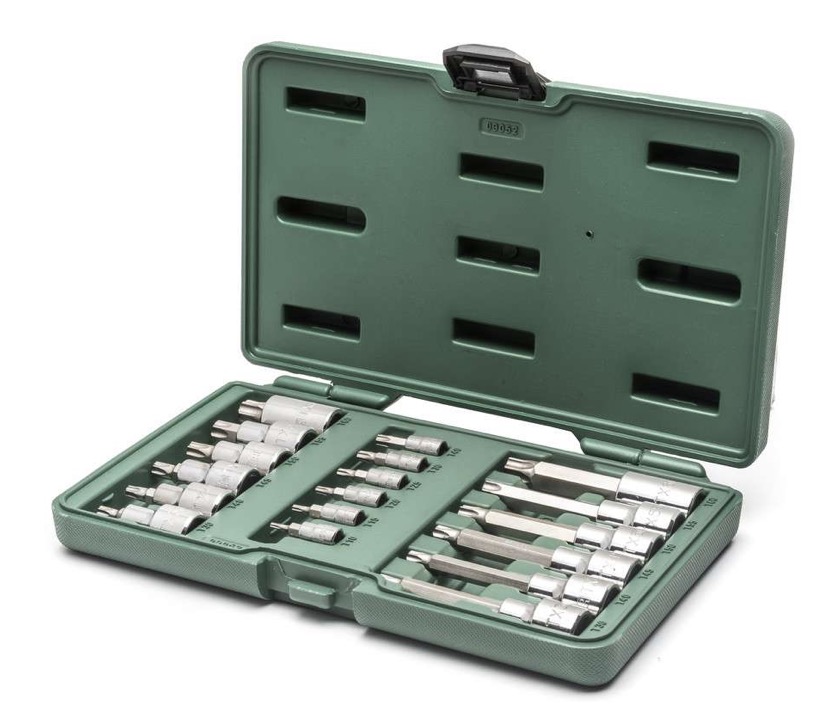 Stikkontakt og bitsett Sata S09052; 1/4''+1/2''; 18 stk