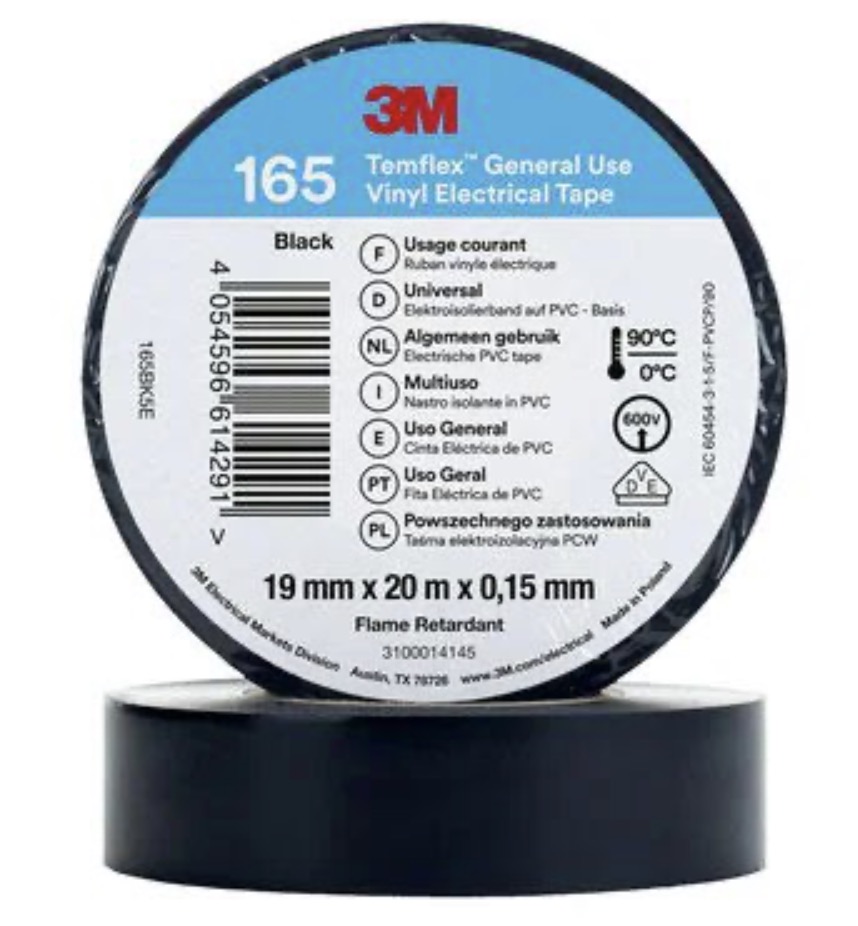 Isoleringstape 3M Temflex 165; 19 mm; 20 m; svart