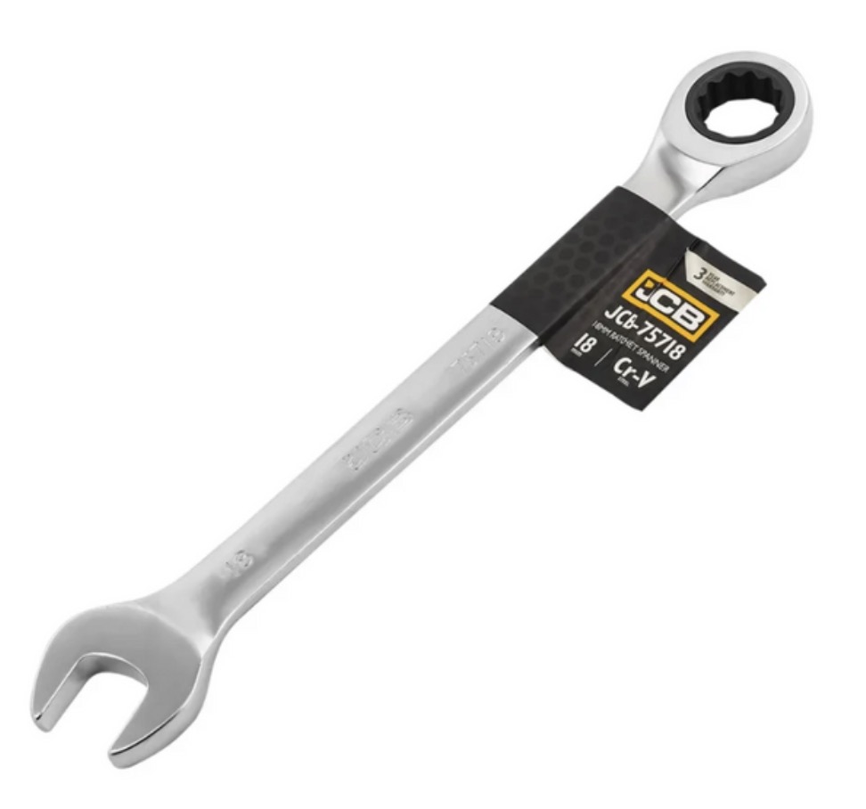 Fastnøkkel med skralle JCB 75718; 18 mm