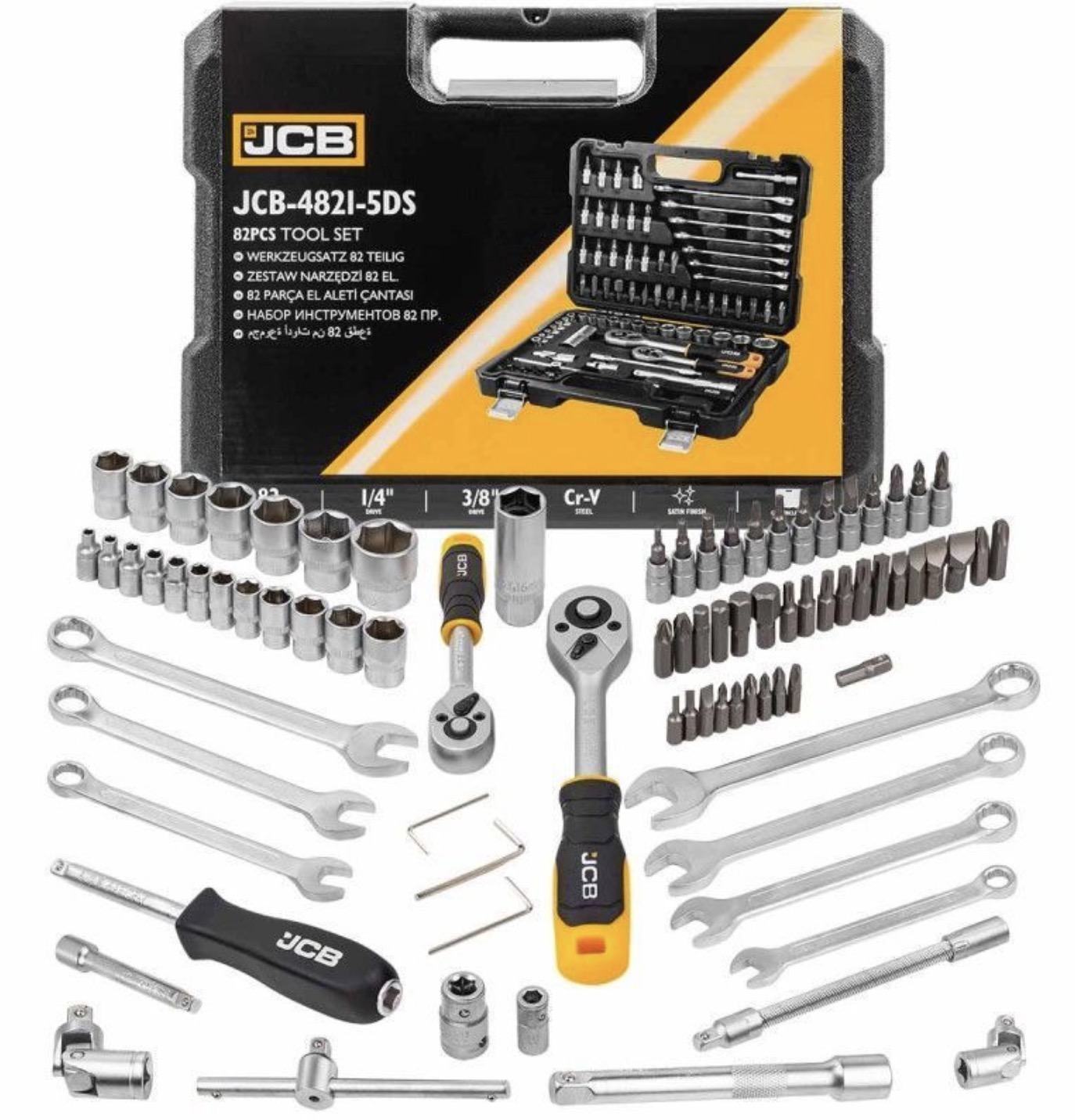 Verktøysett JCB 4821-5DS; 1/4''; 3/8''; 82 stk