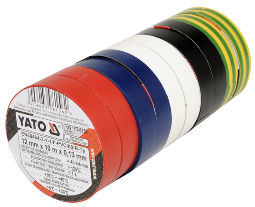Isoleringstape Yato YT-8156; 12 mmx10 m; 10 stk