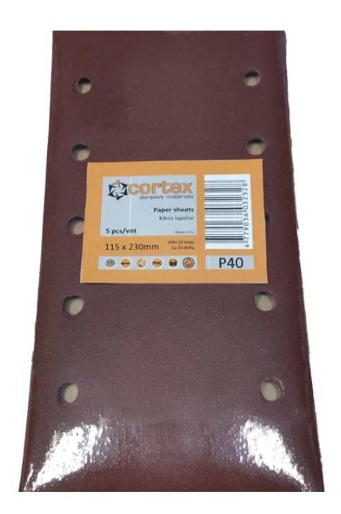 Sandpapir til planslipere Cortex 31421; 115x230 mm; P180; 5 stk