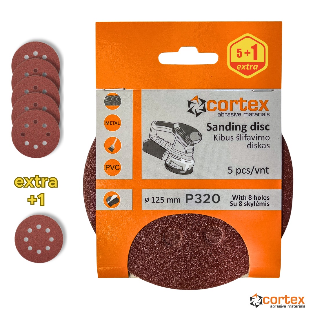Sandpapir Cortex 24127; 125 mm; P320; 5 stk
