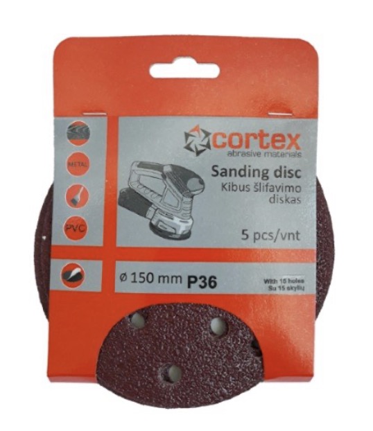 Sandpapir Cortex 28166; 150 mm; P36; 5 stk