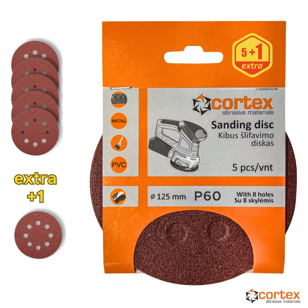 Sandpapir Cortex 18149; 125 mm; P60; 5 stk
