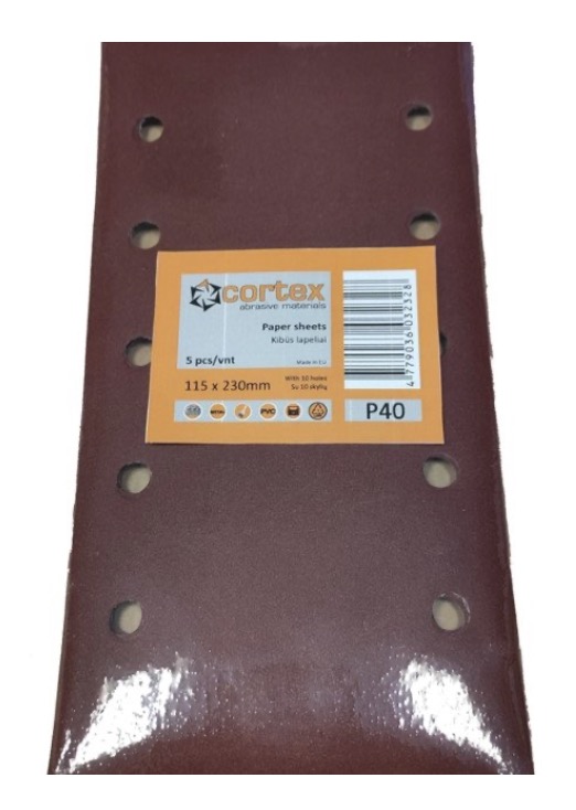 Sandpapir Cortex 31420; 115x230 mm; P150; 5 stk