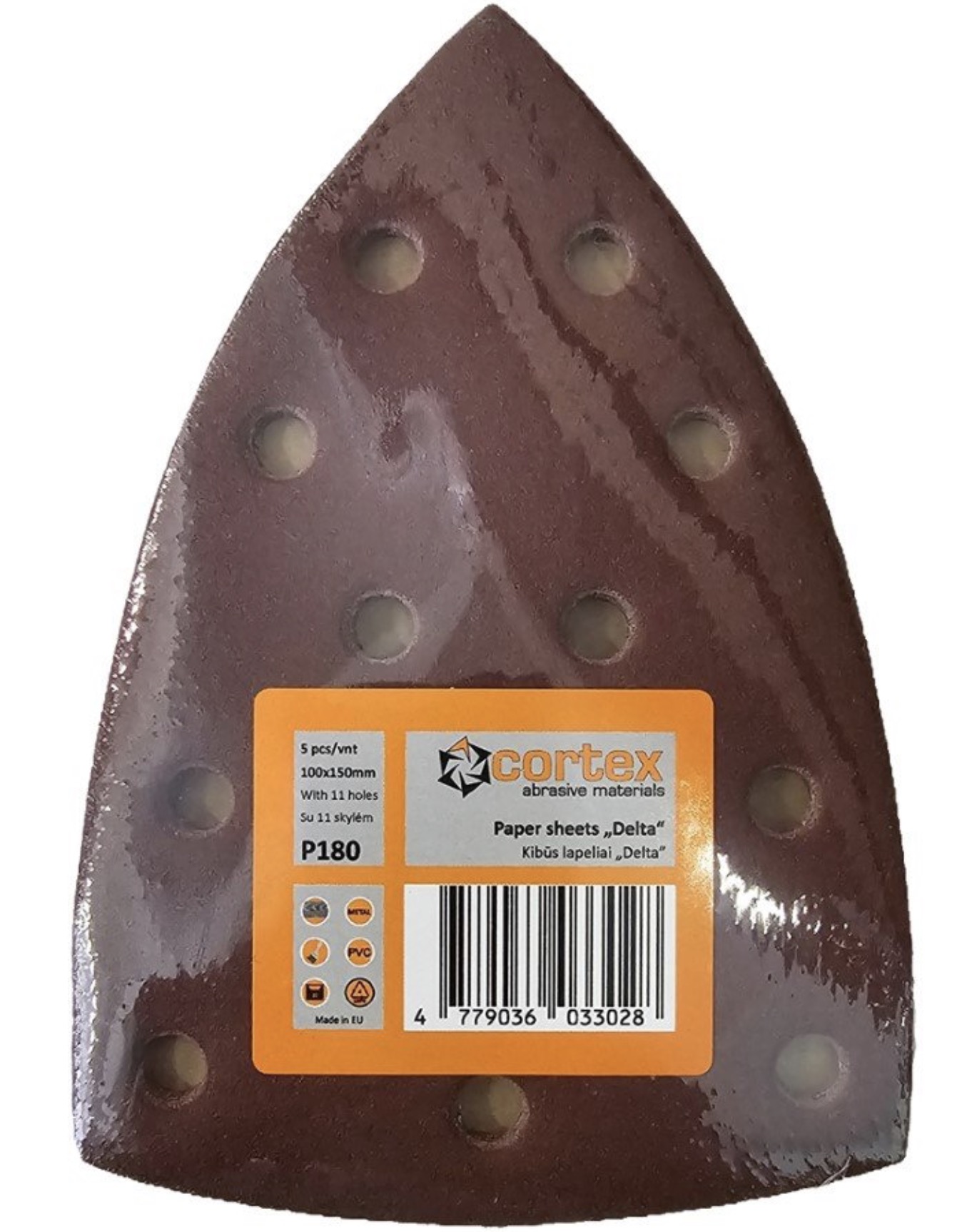 Sandpapir til deltaslipere Cortex 35236; 100x150 mm; P180; 5 stk