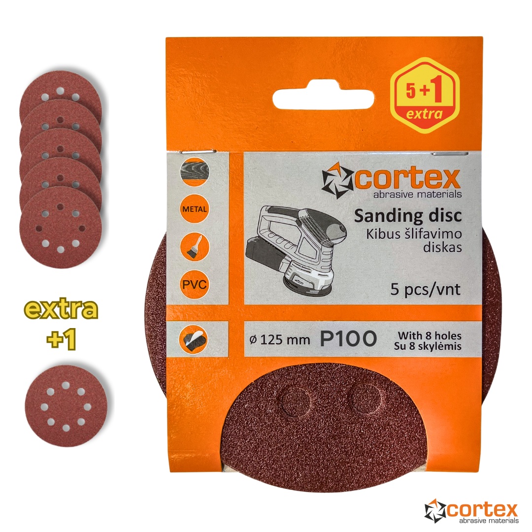 Sandpapir Cortex 18151; 125 mm; P100; 5 stk