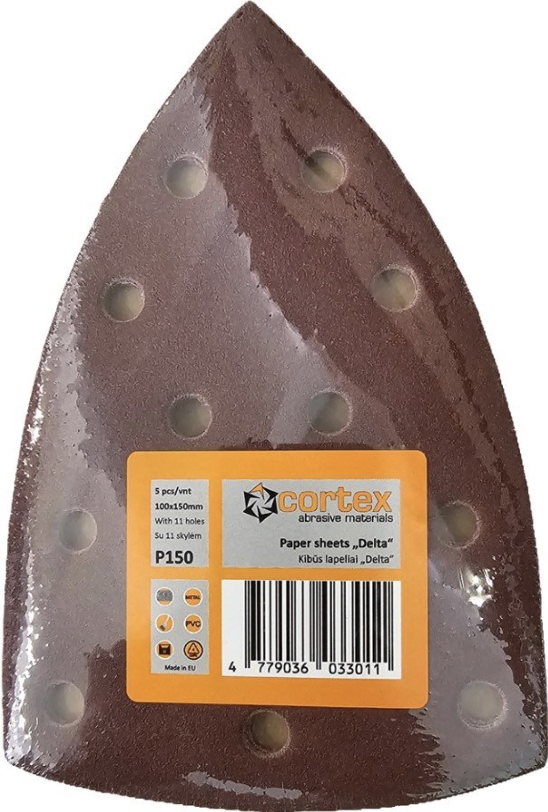 Sandpapir til deltaslipere Cortex 35235; 100x150 mm; P150; 5 stk
