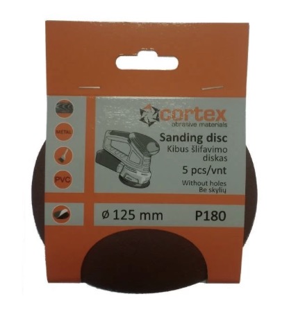 Sandpapir Cortex 18161; 125 mm; P180; 5 stk