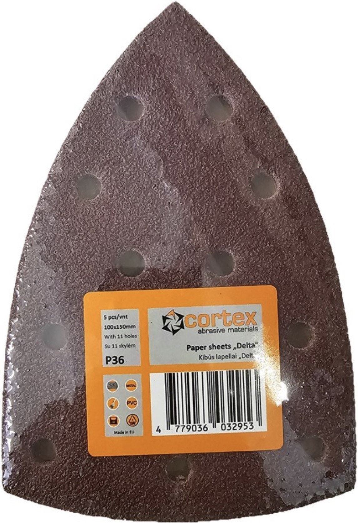 Sandpapir til deltaslipere Cortex 35229; 100x150 mm; P36; 5 stk