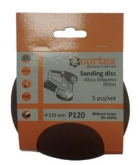 Sandpapir Cortex 18159; 125 mm; P120; 5 stk