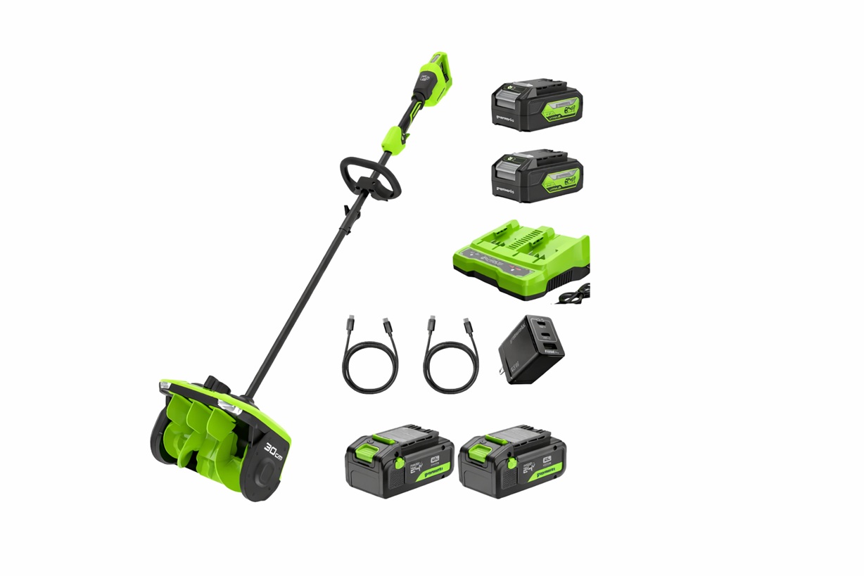 Snøfreser Greenworks SS3002A2X; 2x24 V; 4x4,0 Ah batt.
