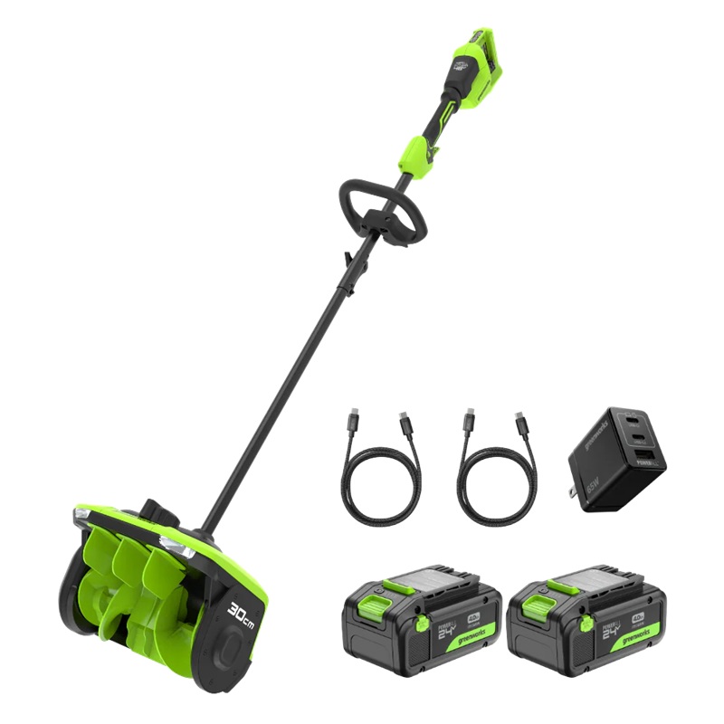 Snøfreser Greenworks SS3002A2; 2x24 V; 2x4,0 Ah batt.