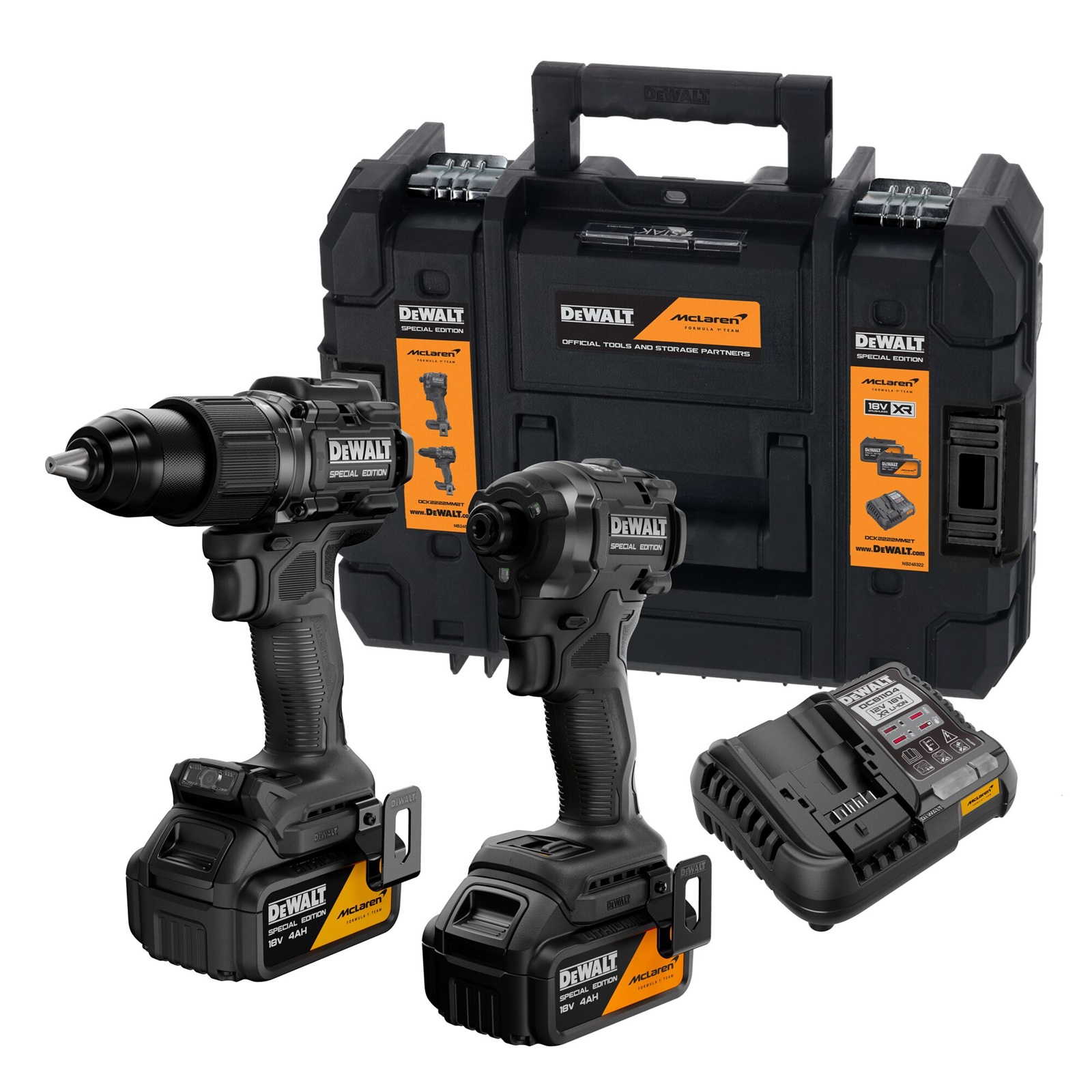 Verktøysett Dewalt DCK2222MM2T (DCD86 + DCF86); 18 V; 2x4,0 Ah batt.