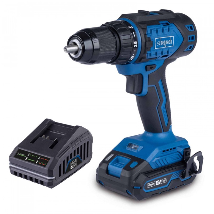Skrutrekker/bor Scheppach BC-DD60-X; 20 V; 1x2,0 Ah batt.