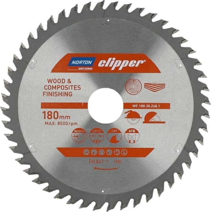 Sagblad for tre Norton 70184608093; 180 mm; 30 mm; Z48