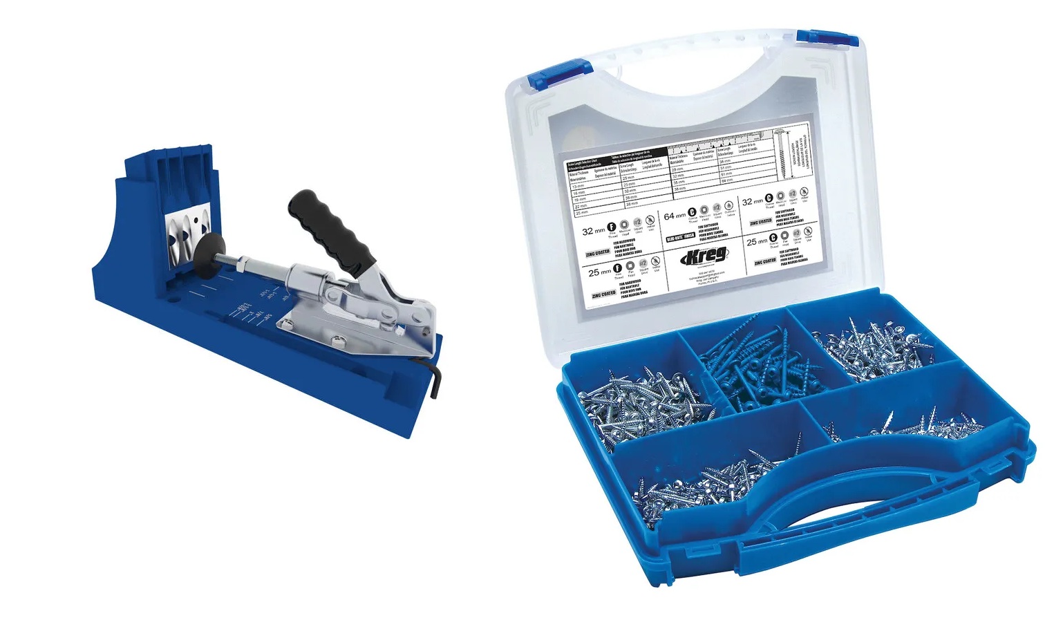 Multiguide for sammenføying av panel Kreg K4; 12-38 mm + Treskruesett Kreg SK03; 25-64...