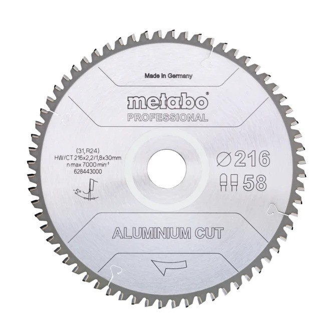 Sagblad for aluminium Metabo FZ/TZ Aluminium Cut Professional; 216x30x58 mm; -5°