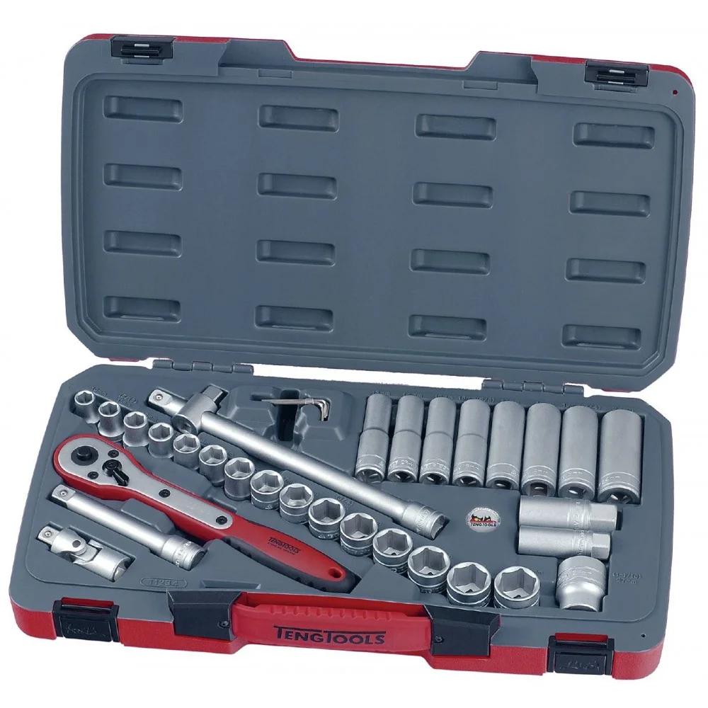 Hylsenøkkelsett Teng Tools T1234; 1/2''; 34 stk