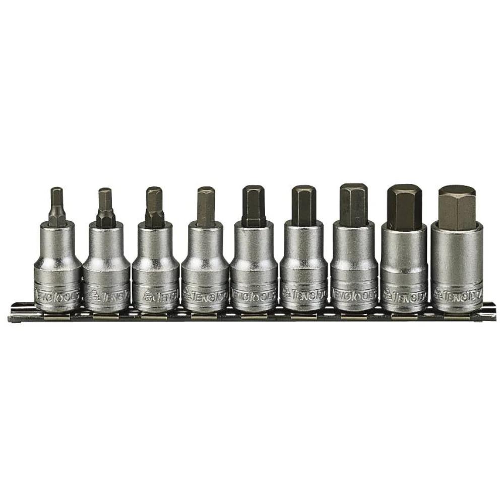 Stikkontakt og bitsett Teng Tools M1212; HEX; 1/2''; 9 stk
