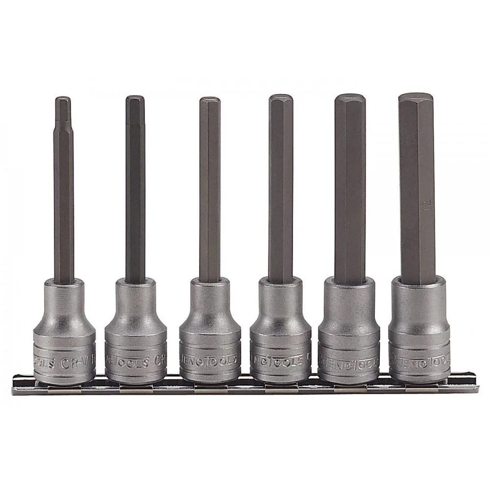 Stikkontakt og bitsett Teng Tools M1211; HEX; 1/2''; 6 stk