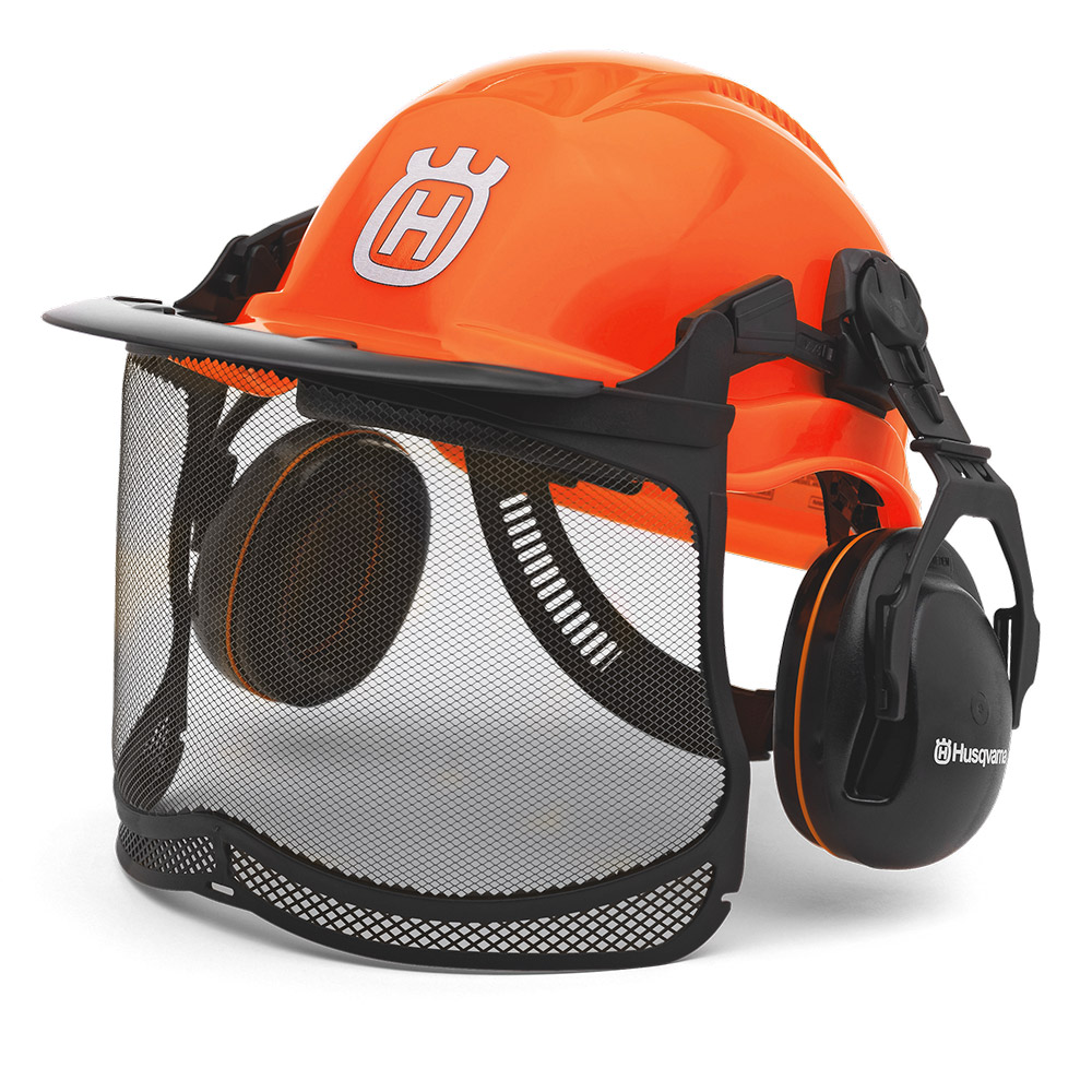 Vernehjelm Husqvarna 5764124-01; med beskyttelsesskjerm og hørselvern