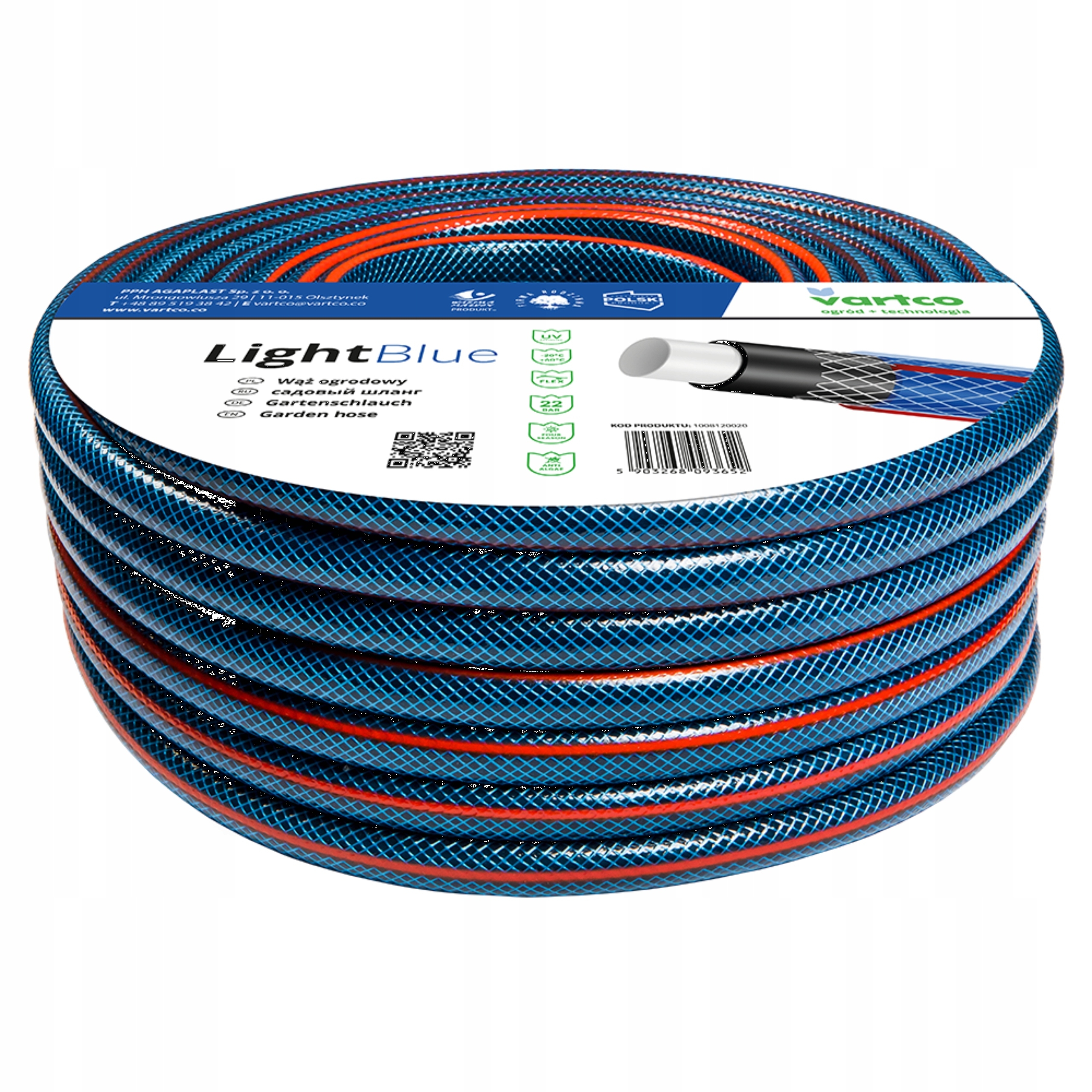 Vannslange Vartco Light Blue; 1/2''; 20 m