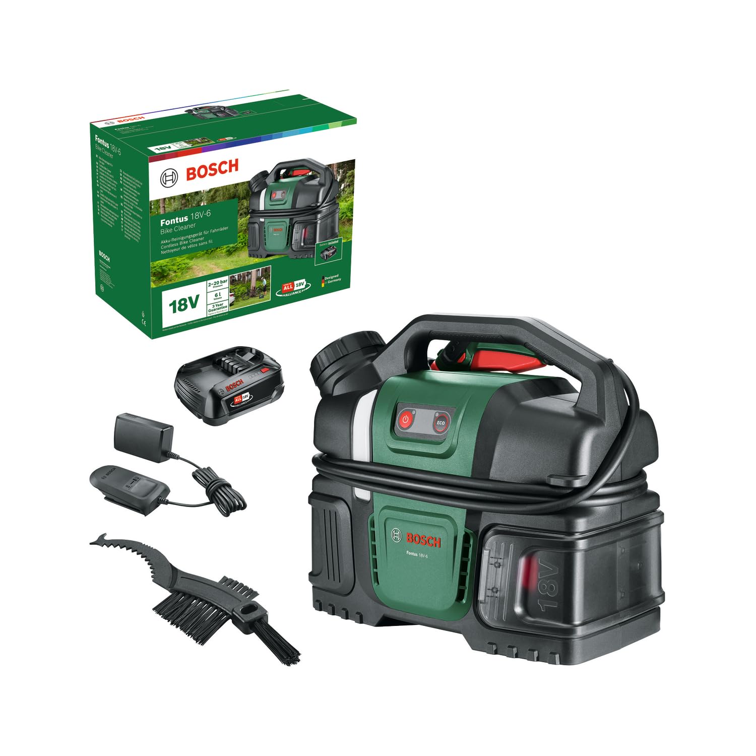 Høytrykksspyler Bosch Fontus 18V-6; 18 V; 1x2,0 Ah batt.