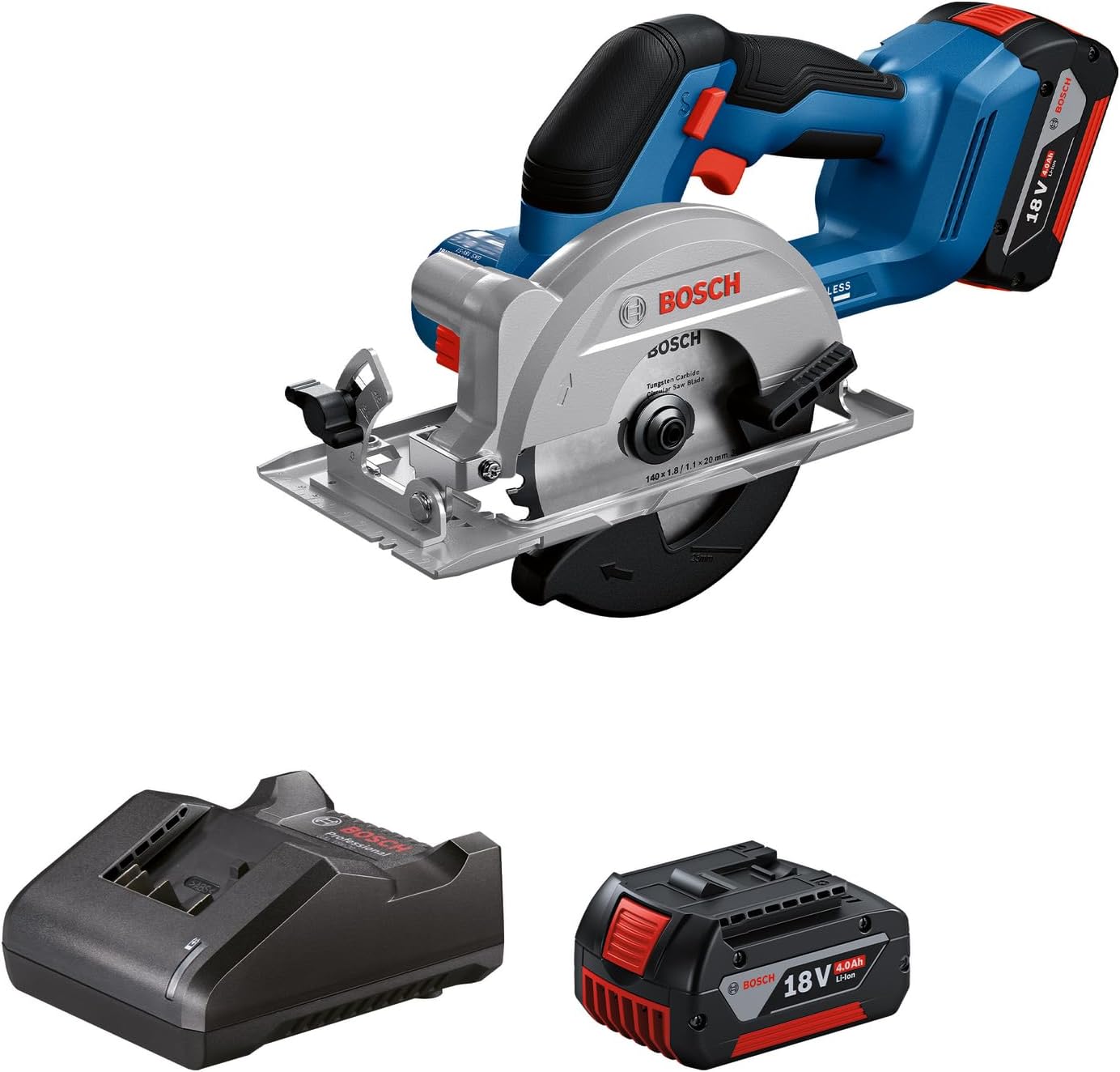 Batteridrevet sirkelsag Bosch GKS 18V-51 Professional; 18 V; 2x4,0 Ah batt.