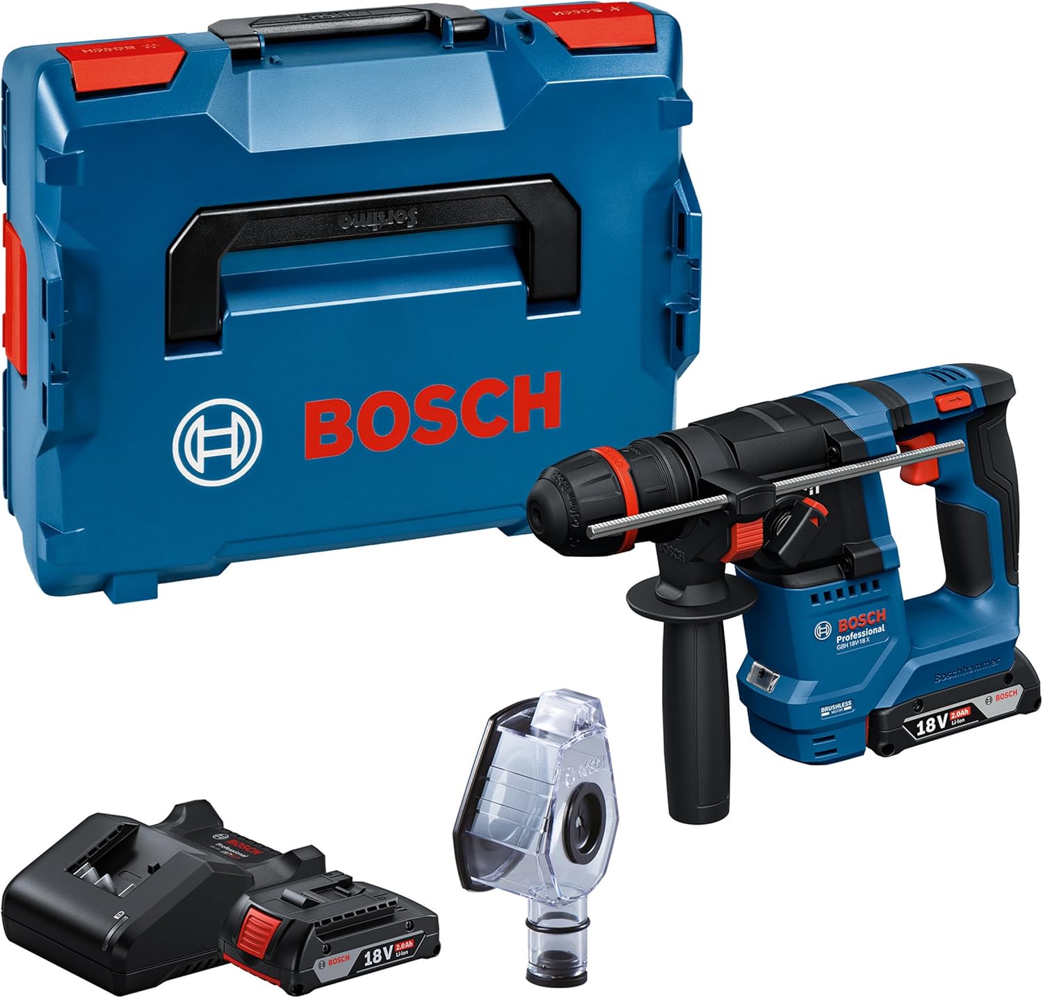 Batteridrevet borhammer Bosch GBH 18V-18 X Professional; 1,5 J; 18 V; 2x2,0 Ah batt.