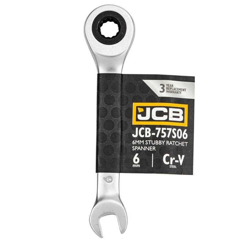 Fastnøkkel med skralle JCB 757S06; 6 mm
