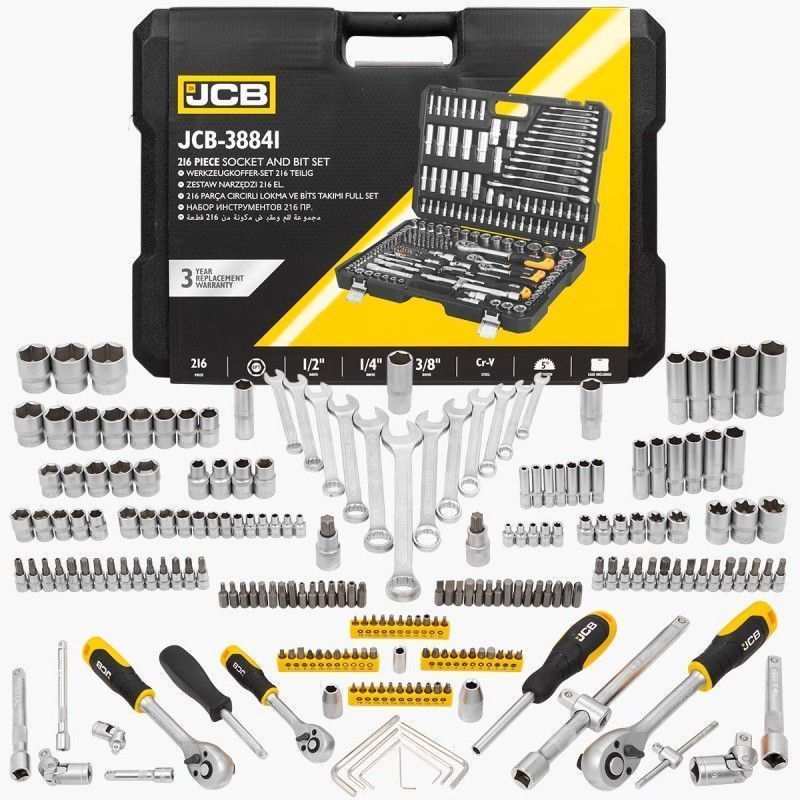Verktøysett JCB 38841; 1/4''; 3/8''; 1/2''; 216 stk