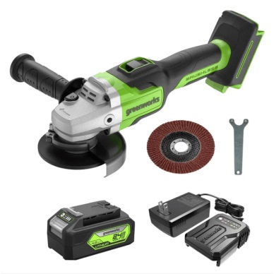 Vinkelsliper Greenworks GD24AGK4; 24 V; 1x4,0 Ah batt.