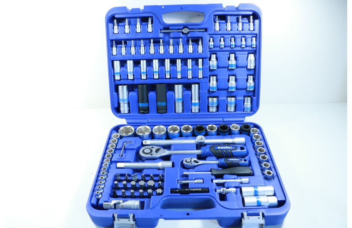Hylsenøkkelsett KingRoy KR110MDATBD6; 1/4'' + 1/2''; 110 stk