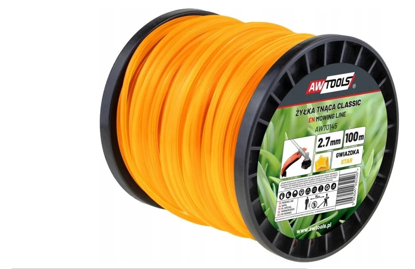 Trimmertråd AWTools AW701433; 2,0 mm; 100 m