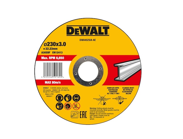 Abrasiv kappeskive DeWalt DWA4525IA-AE; 230 mm; 3 mm; 10 stk