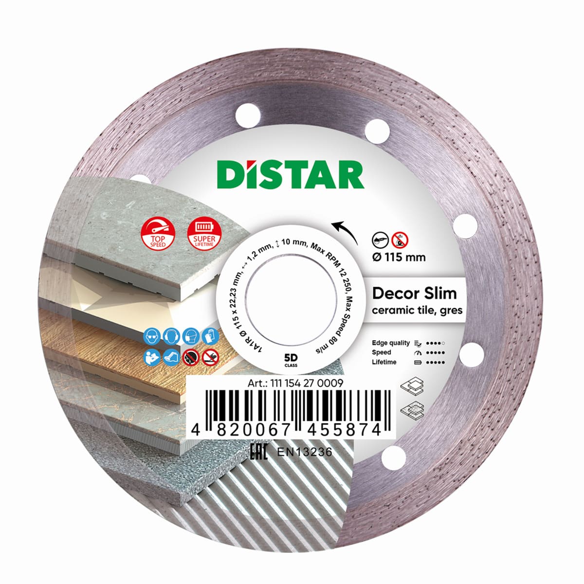 Diamantappeskive til fliser DISTAR Decor Slim; 115 mm; 22,23 mm; 1,2 mm