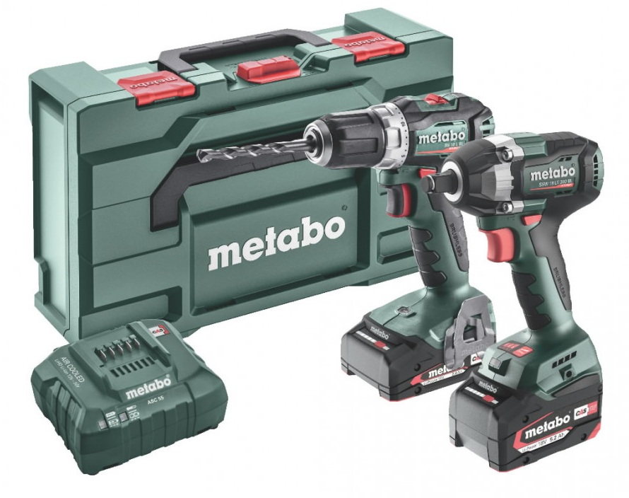 Verktøysett Metabo BS 18 L BL + SSW 300; 18 V; 300 Nm; 1x5,2 Ah; 1x2,0 Ah batt.
