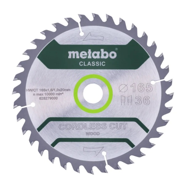 Sagblad for tre Metabo 628279000; 165x20 mm; Z36