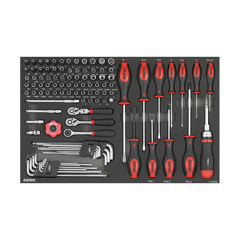 Verktøysett Sonic Equipment 112102; 1/4''; 121 stk