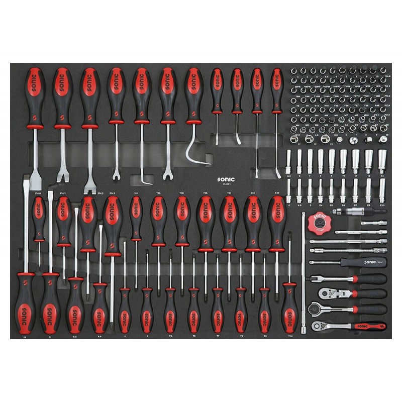 Verktøysett Sonic Equipment 114101; 1/4''; 3/8''; 1/2''; 141 stk