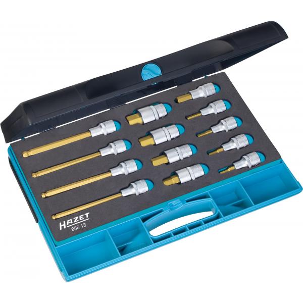 Hylsenøkkelsett med Hex-bits Hazet 986/13; 1/2''; 13 stk